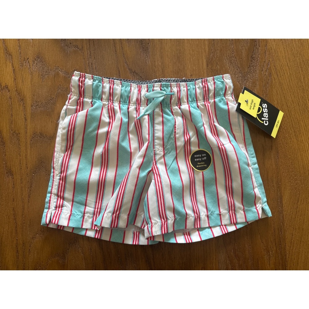 Art Class Boys Swim Trunks Multicolor Striped‎ Board Shorts UPF 50+ Size XS 4/5